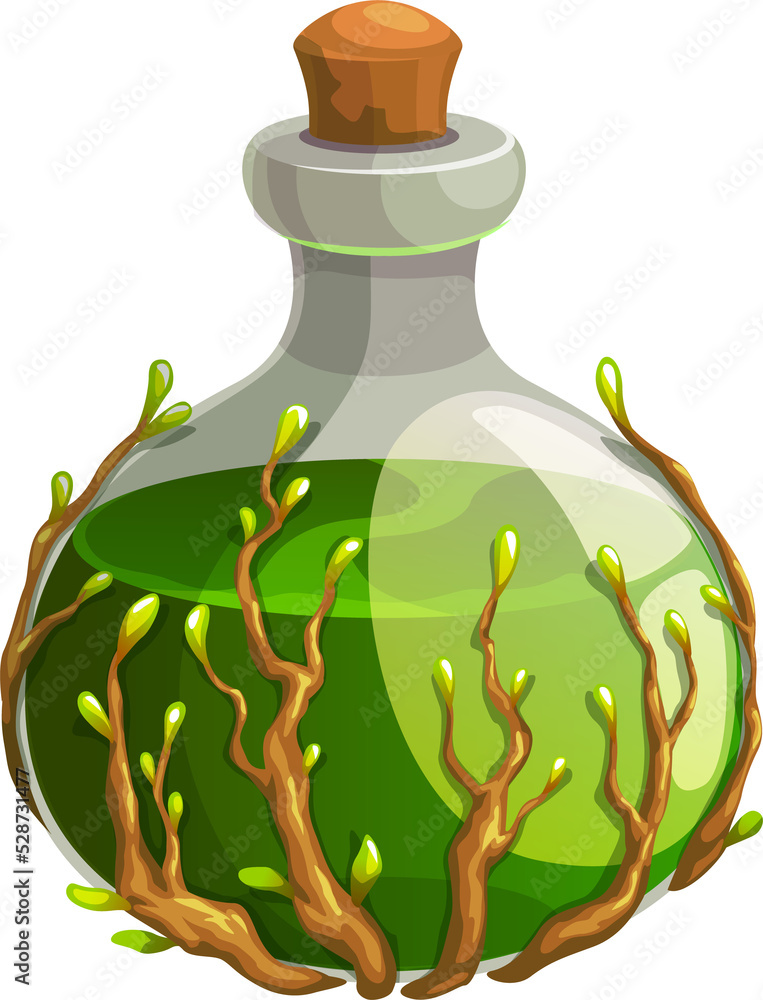 Aufkleber green magic elixir in flask with tree branches