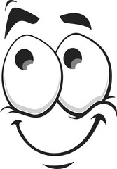 Cartoon face vector icon, funny dreaming emoji