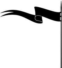 Waving medieval flag on handle retro black banner