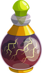 Potion bottle with lightning strikes vector icon