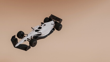 White Fast Race Car 3d Illustration