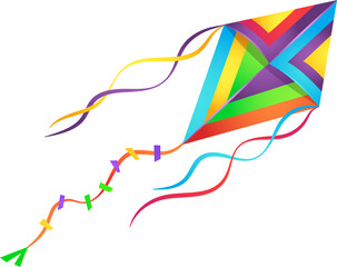 Cartoon kite in rhombus shape isolated vector icon
