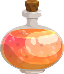 Potion bottle with orange boiling liquid, icon