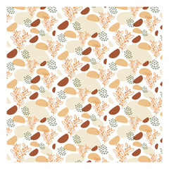 Boho Blob Shape and Floral Seamless Pattern