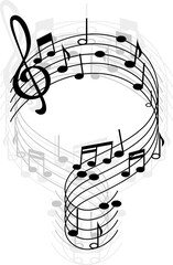 . Music sheet with treble clefs and notes isolated