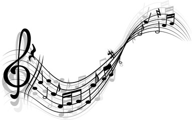 Treble clef and notes isolate abstract music sheet © Vector Tradition