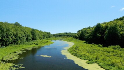 Fototapeta premium Natural wetlands marsh and waterways in Up State New York
