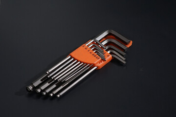 Hex wrench tool Gray background Package orange Hand tools diy hex-nut 
         