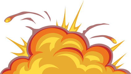 Bomb burst explosion isolated fiery clouds icon