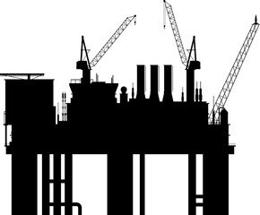 Obraz premium Oil and gas derrick sea platform vector icon.