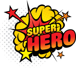 Fototapeta premium Super hero comics half tone bubble vector icon