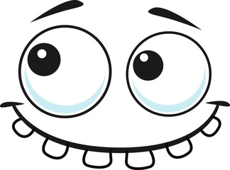 Cartoon face, vector funny emoji with toothy smile