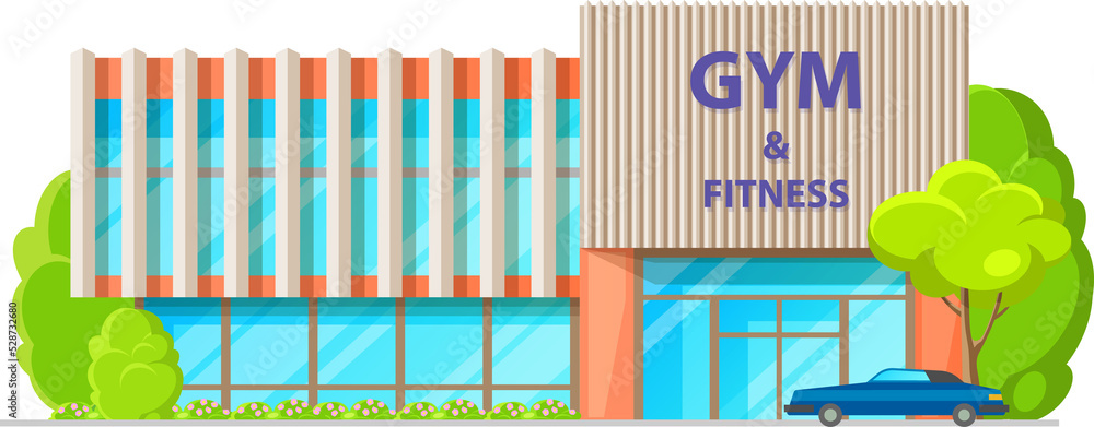 Sticker Gym architecture fitness center building isolated