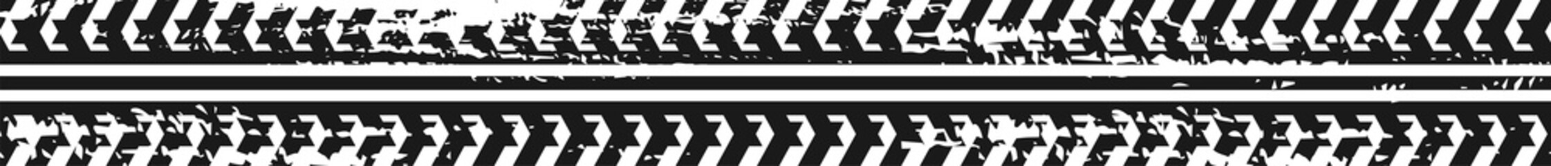 Tire track wheel trace on asphalt road isolated