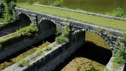 Ruins of Richmond Aqueduct used by Erie Canal to cross the Seneca River in New York State