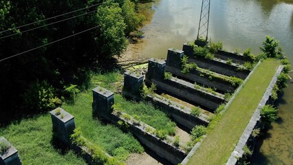 Ruins of Richmond Aqueduct used by Erie Canal to cross the Seneca River in New York State