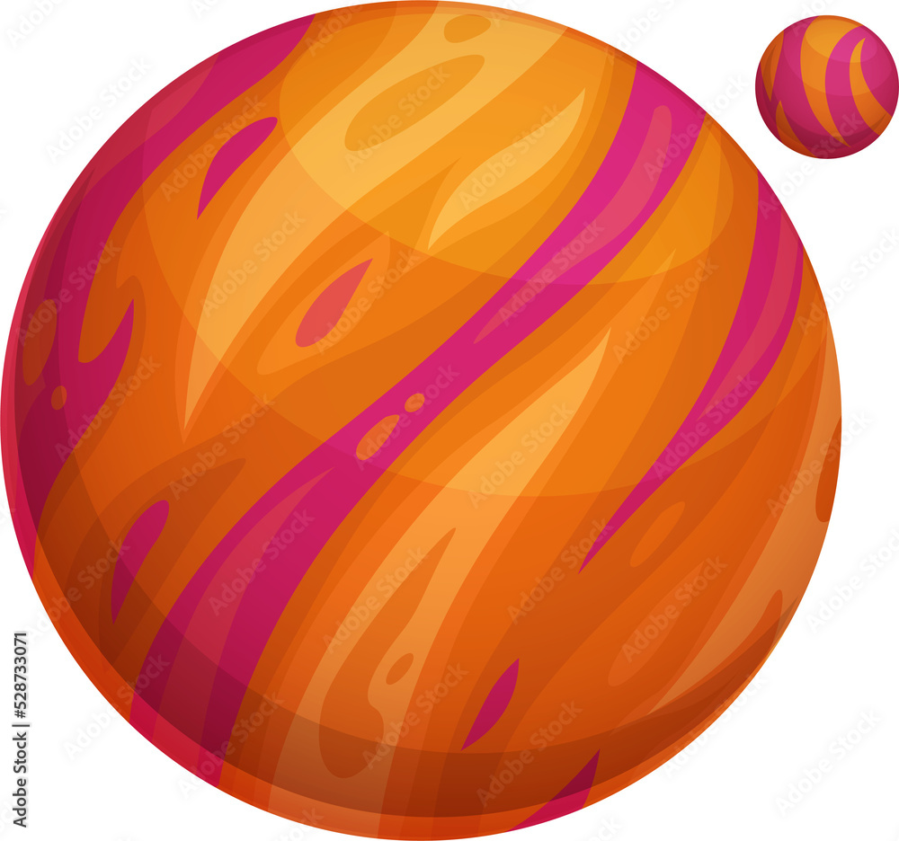 Poster fiery planet and exoplanet in outer space isolated