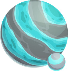 Cartoon planet, exoplanet of ice crystals and soil