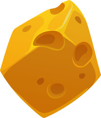 Piece of Swiss cheese, cut triangle isolated icon