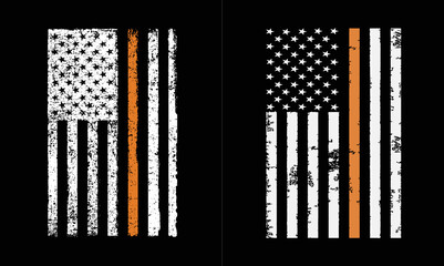 Thin Orange Line With USA Flag Design