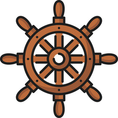 Seafarer wheel with handle isolated handwheel icon