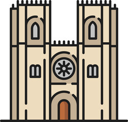 Church with tower isolated religion building icon