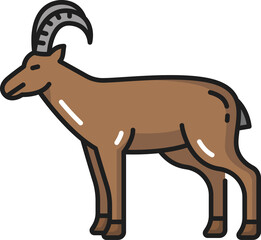 Horned domestic animal alpine Swiss goat with horn