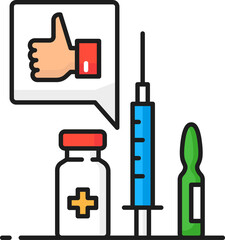 Vaccination, bottle with vaccine and shot syringe