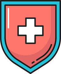 Obraz premium Intestines care cross shield, bacteria probiotics