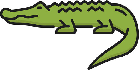 Wild crocodile, american alligator isolated icon