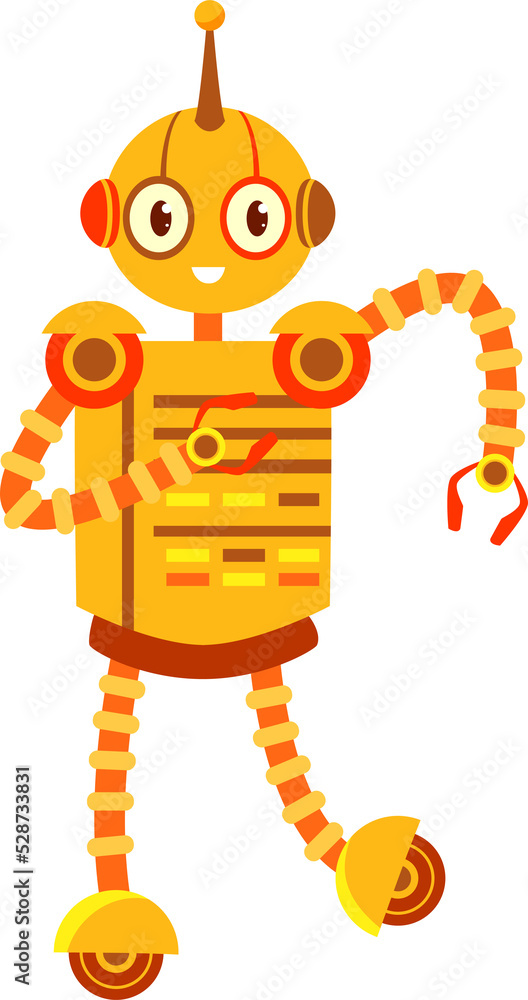Poster robot future assistant helper isolated cyborg toy