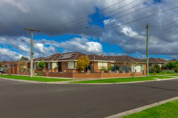 Fototapeta na wymiar Brick houses in Melbourne Victoria Australian Suburbia 