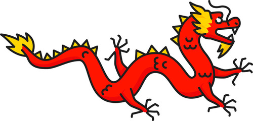 Dragon chinese mythical beast isolated line icon