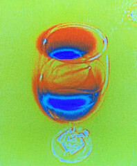 wine glass with ice water in (IR) Infrared at room temp 72 deg F. 