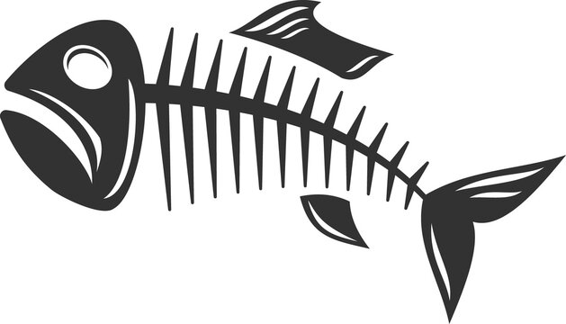 Spine, head and tail of fish skeleton silhouette