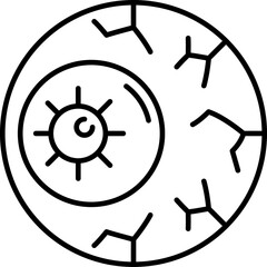 Spooky eyeball caramel candy dead eye outline icon