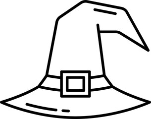 Witch hat with buckle Halloween outline cap symbol