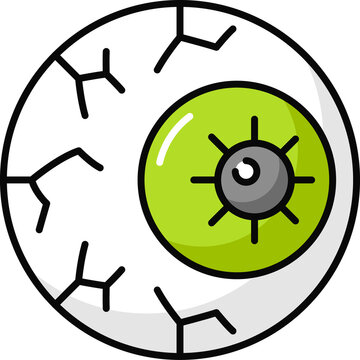 Zombie eye, horrible eyeball isolated outline icon