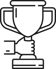 Trophy cup best prize award in businessman hand