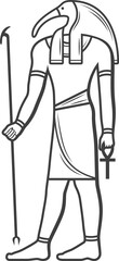 Egyptian god Thoth, vector deity with Ibis head