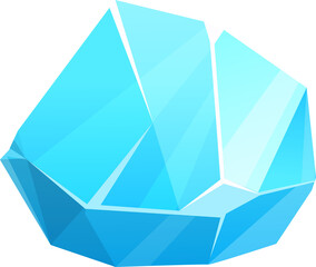 Blue precious stone, iceberg ice crystal isolated