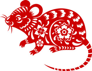 Chinese horoscope sign mouse rat CNY paper cut