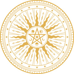 Occult esoteric pentagram vector sign, pentacle