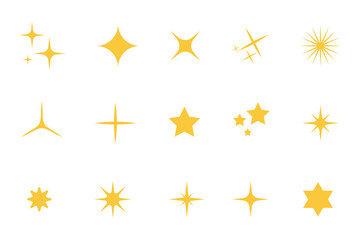 The set of original vector stars sparkle icon. Bright firework, decoration twinkle, shiny flash. Glowing light effect stars and bursts collection.Vector illustration isolated on white background.
