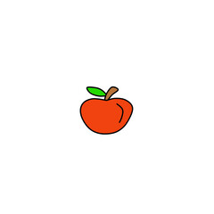 Red apple. Cartoon sticker in comics style with contour.