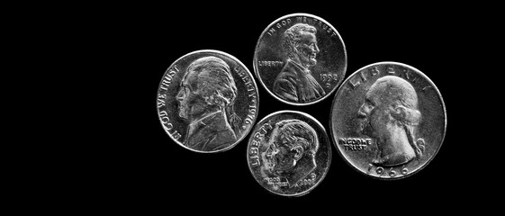 United States Coins Silver Representing Wealth and Savings With Inscription In God We Trust