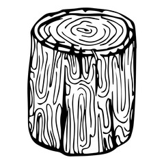 Stump black and white sketch engraving style isolate on white background