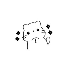 Hand drawn cat. Cute cartoon character. Kawaii anime.