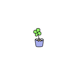 a pot with a plant is a simple drawing