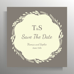 Vintage wedding invitation design. Vector template for card, poster.